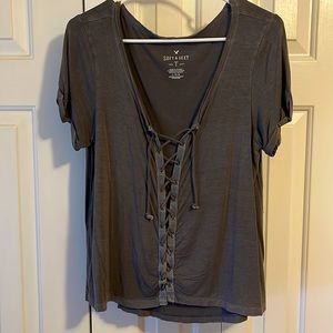American Eagle lace up soft and sexy tee -Large